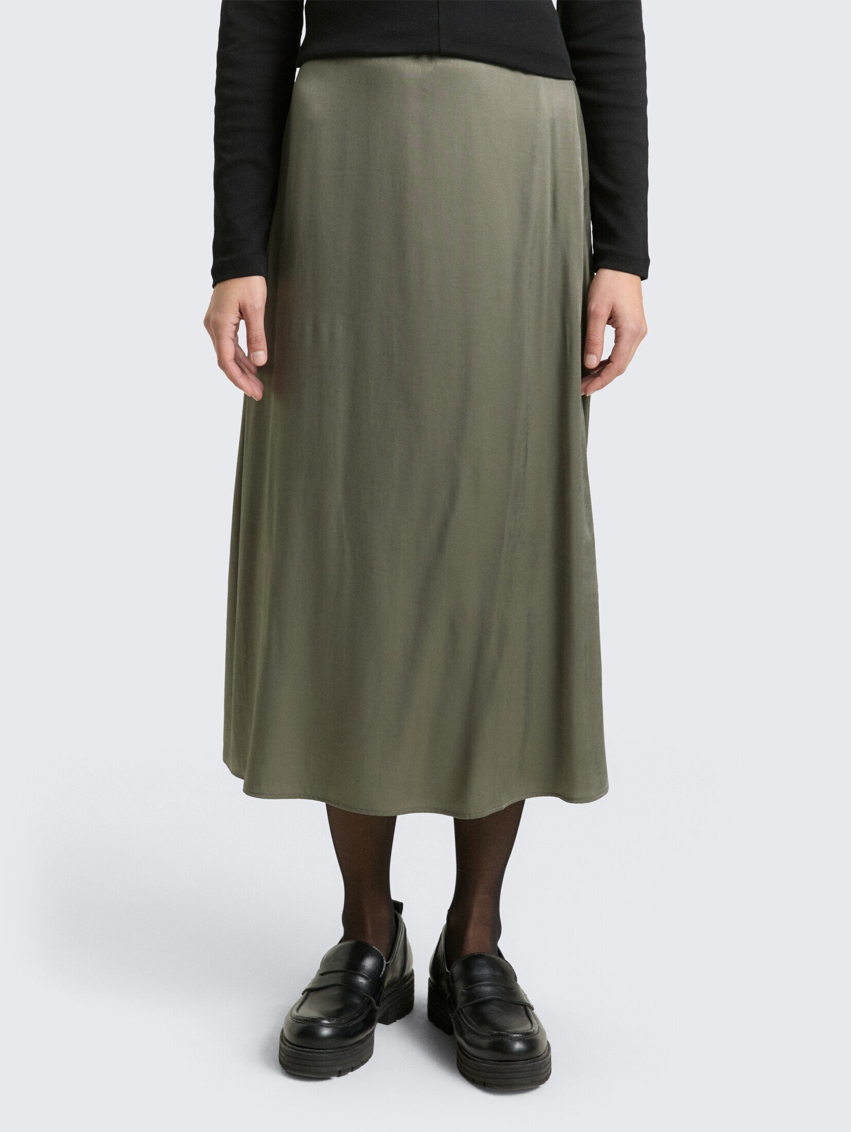 TOM TAILOR Sommerrock Röcke High Waist Satin Midi-Rock