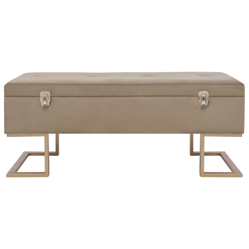 furnicato Truhenbank Samt-Bank 105 x 40 x 44 cm in Beige und Gold