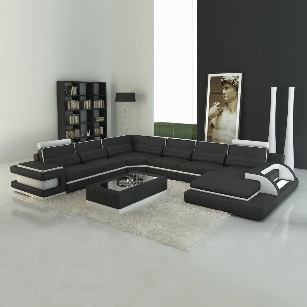 Designer in Polster U-Form Schwarz/Weiß Ecksofa Wohnlandschaft JVmoebel Europe Ecksofa Couch Garnitur, Made