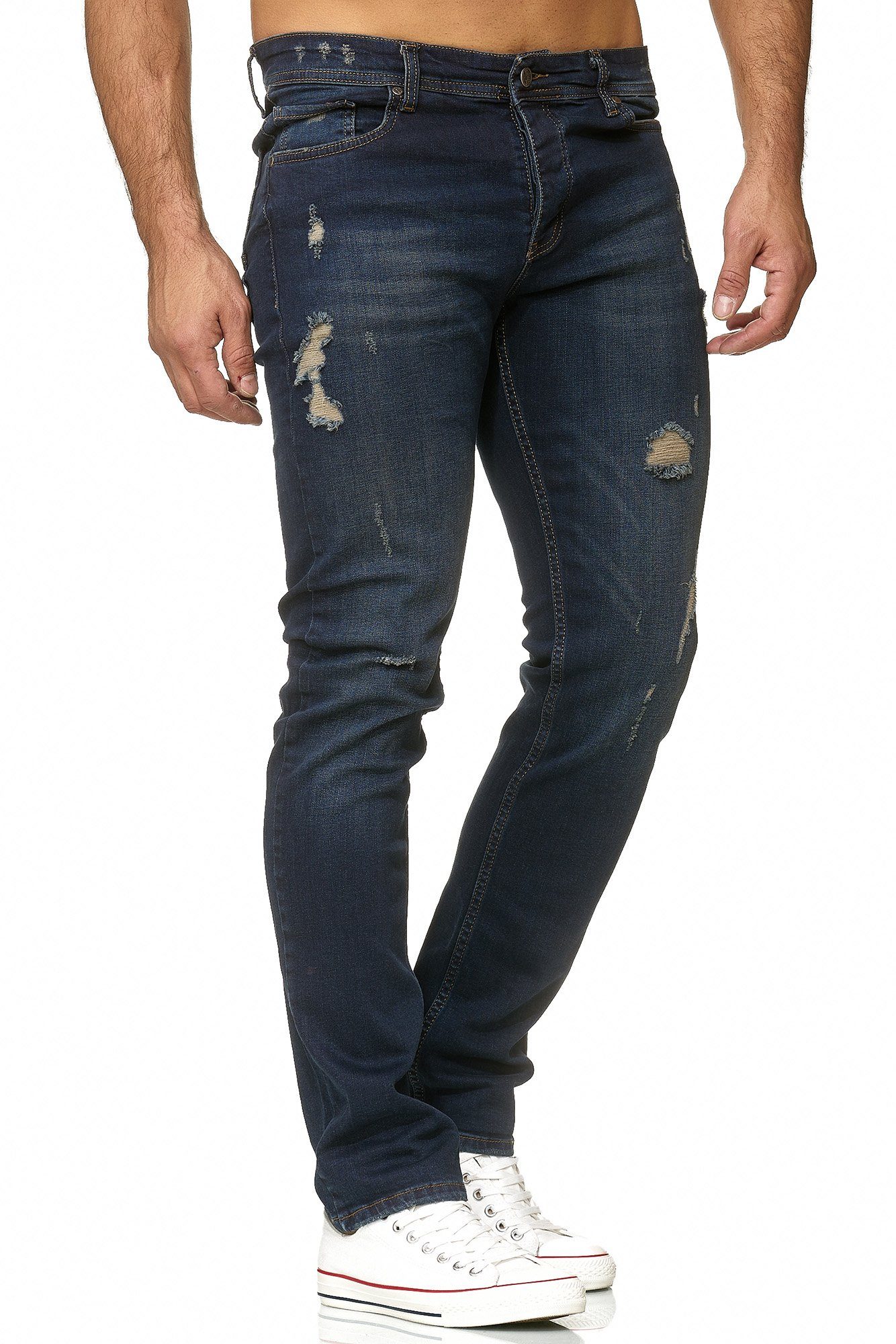 Reslad Destroyed-Jeans Reslad Jeans Herren Destroyed Slim Fit Herren-Hose Jeanshose Männer Destroyed Look Stretch Slim Fit Jeans