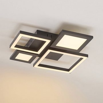 Lucande LED Deckenleuchte Narumi, dimmbar, LED-Leuchtmittel fest verbaut, Farbwechsel warmweiß / tageslicht, Modern, Aluminium, Eisen, Kunststoff, Schwarz, 1 flammig, inkl.