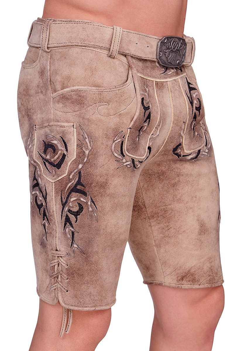Spieth & Wensky Trachtenlederhose Lederhose Herren kurz - ROLLING - birke