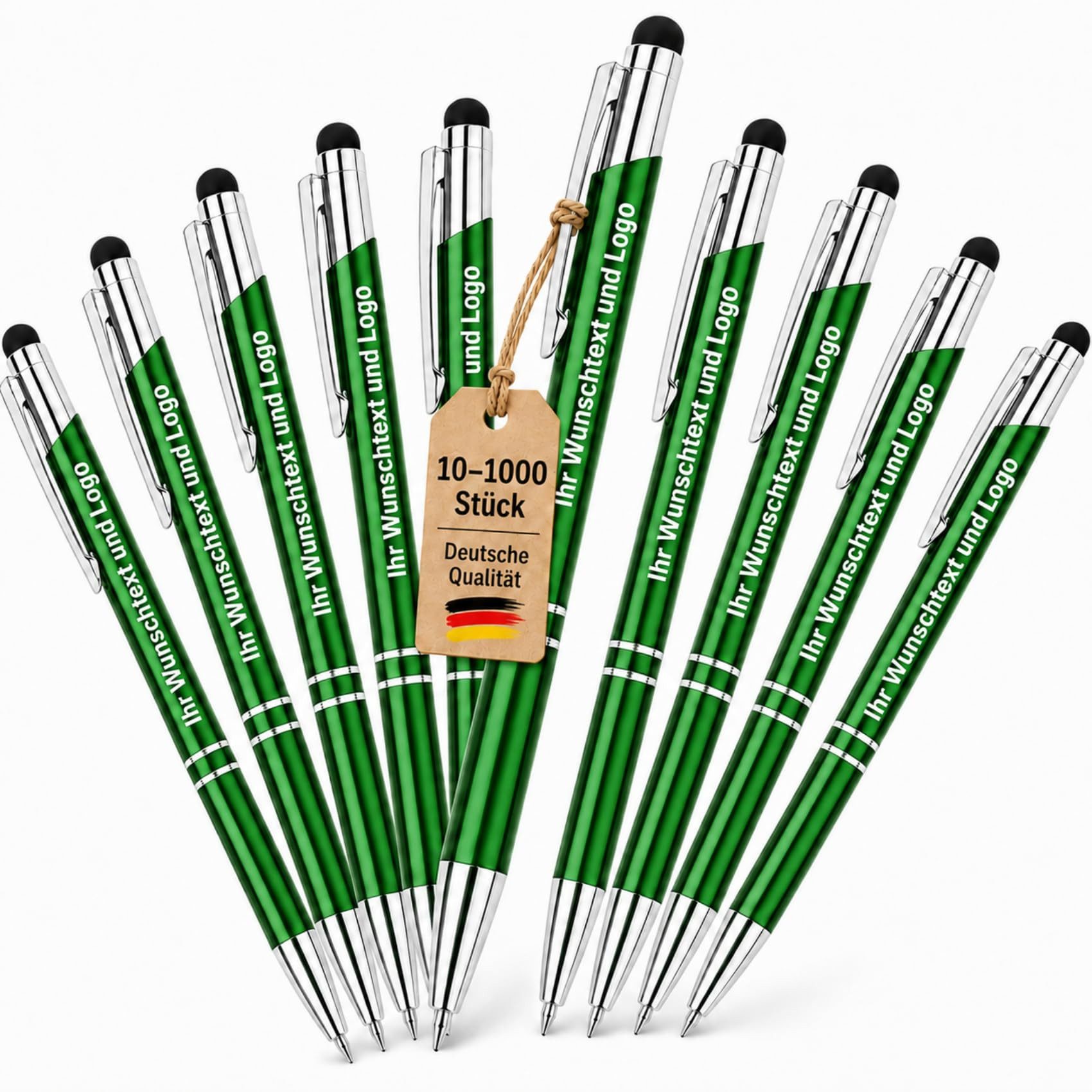 lindahandel Kugelschreiber Personalisierter Kugelschreiber mit Gravur, individueller Name Text, (10-tlg), blaue Tinte, Geschenk für Geburtstag Büro,Metall Kugelschreiber