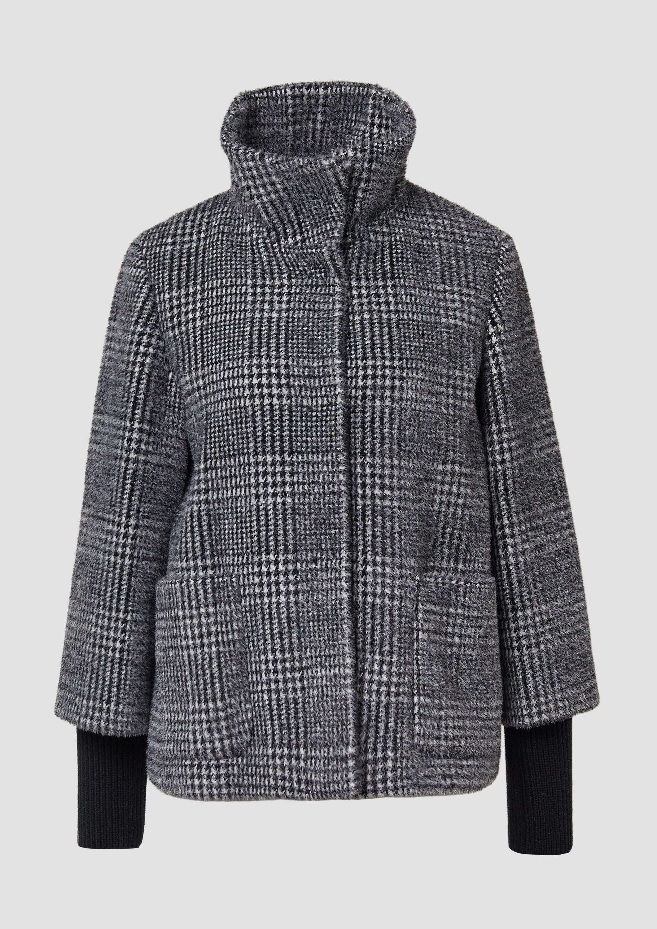 s.Oliver Funktionsjacke Outdoor-Jacke Jacke mit Stehkragen und Rippstrick-Manschetten