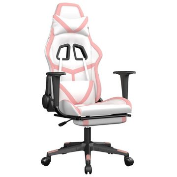 vidaXL Bürostuhl Gaming-Stuhl mit Massage Fußstütze Weiß Rosa Kunstleder
