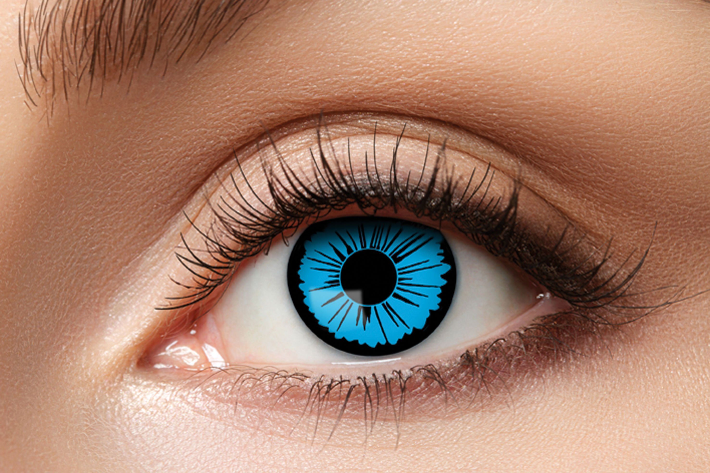 Eyecatcher Farblinsen Farbige blue star Kontaktlinsen. Blaue Jahreslinsen.