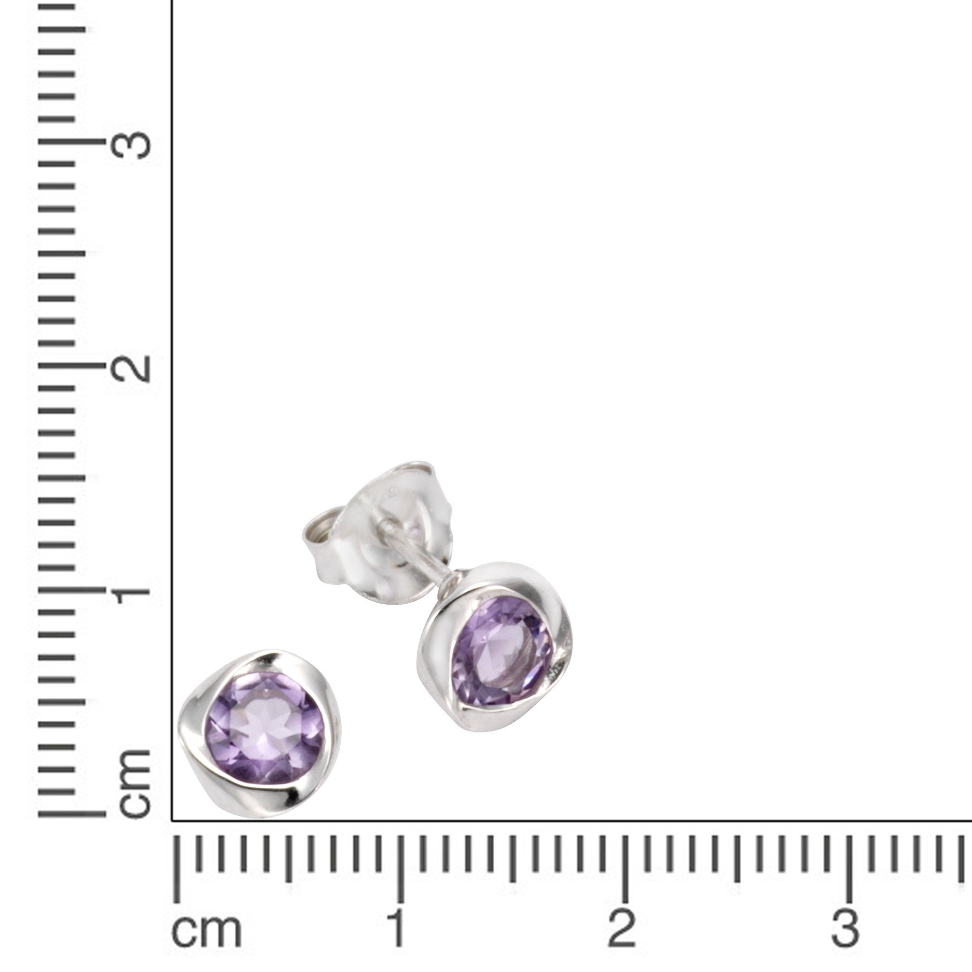 Zeeme Paar Ohrstecker Silber 925 rhodiniert mit echtem Amethyst günstig online kaufen