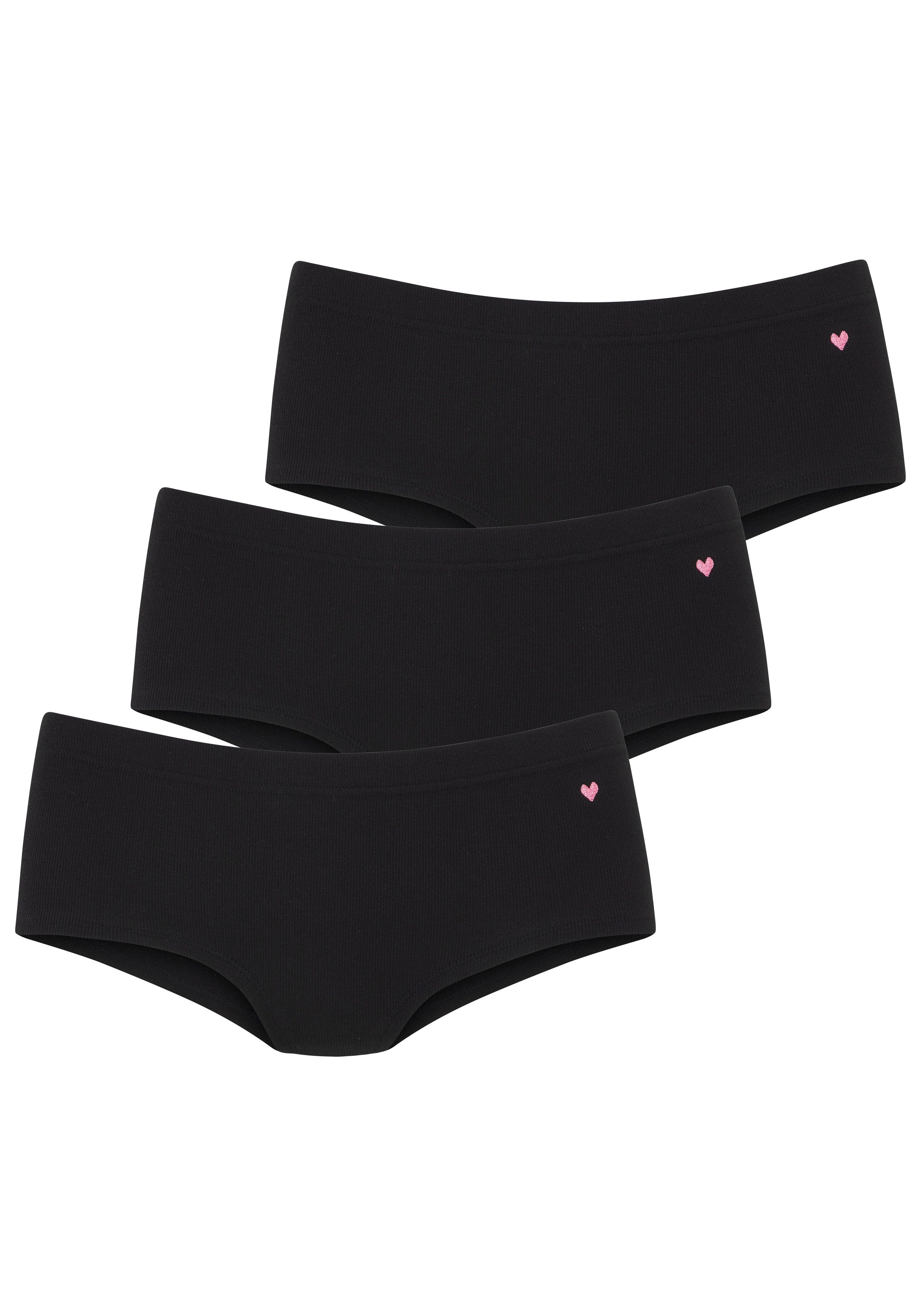 LASCANA Hüftpanty (3er Pack) in elastischer Rippen-Qualität