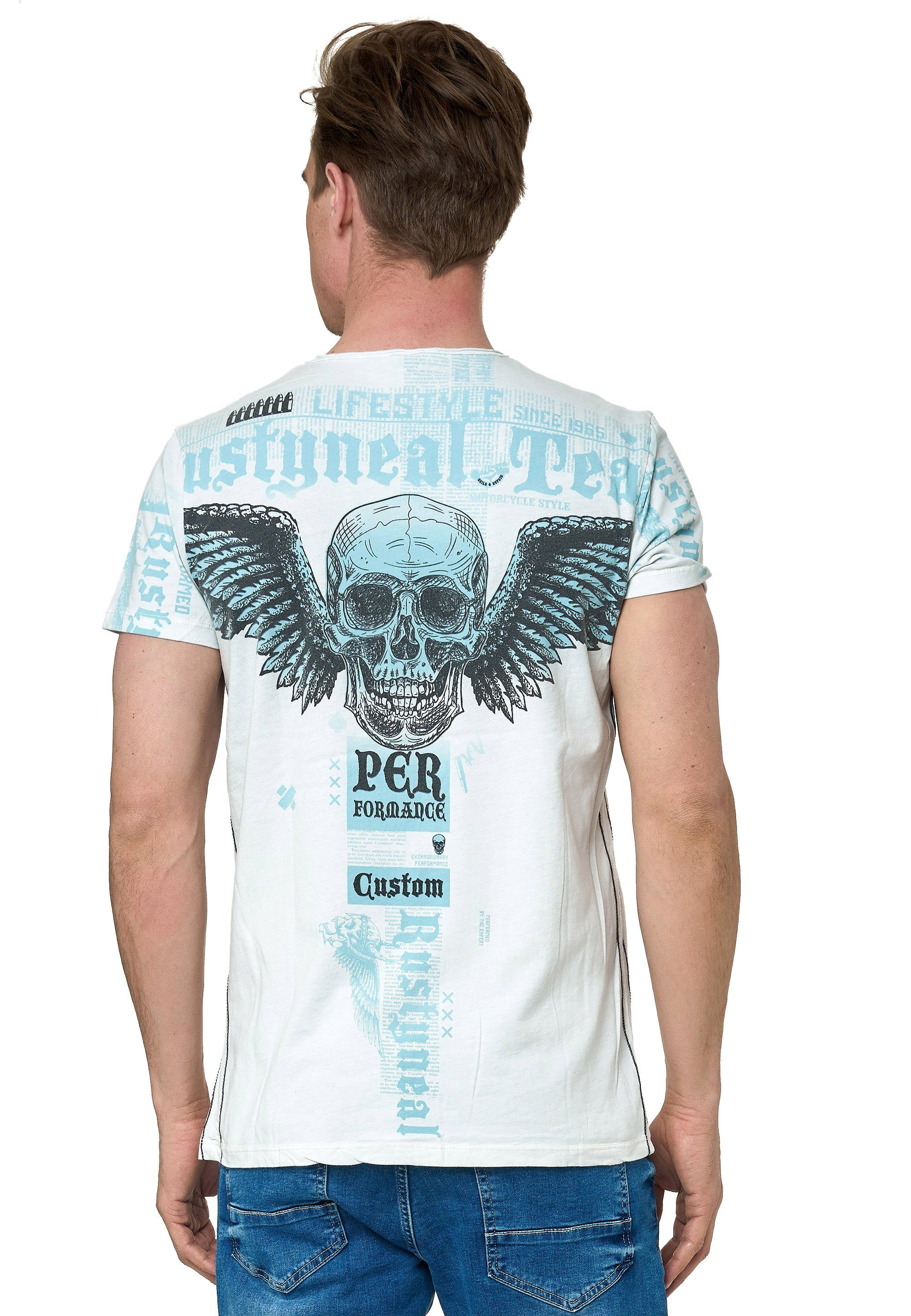 Rusty Neal T-Shirt mit coolem Allover-Print