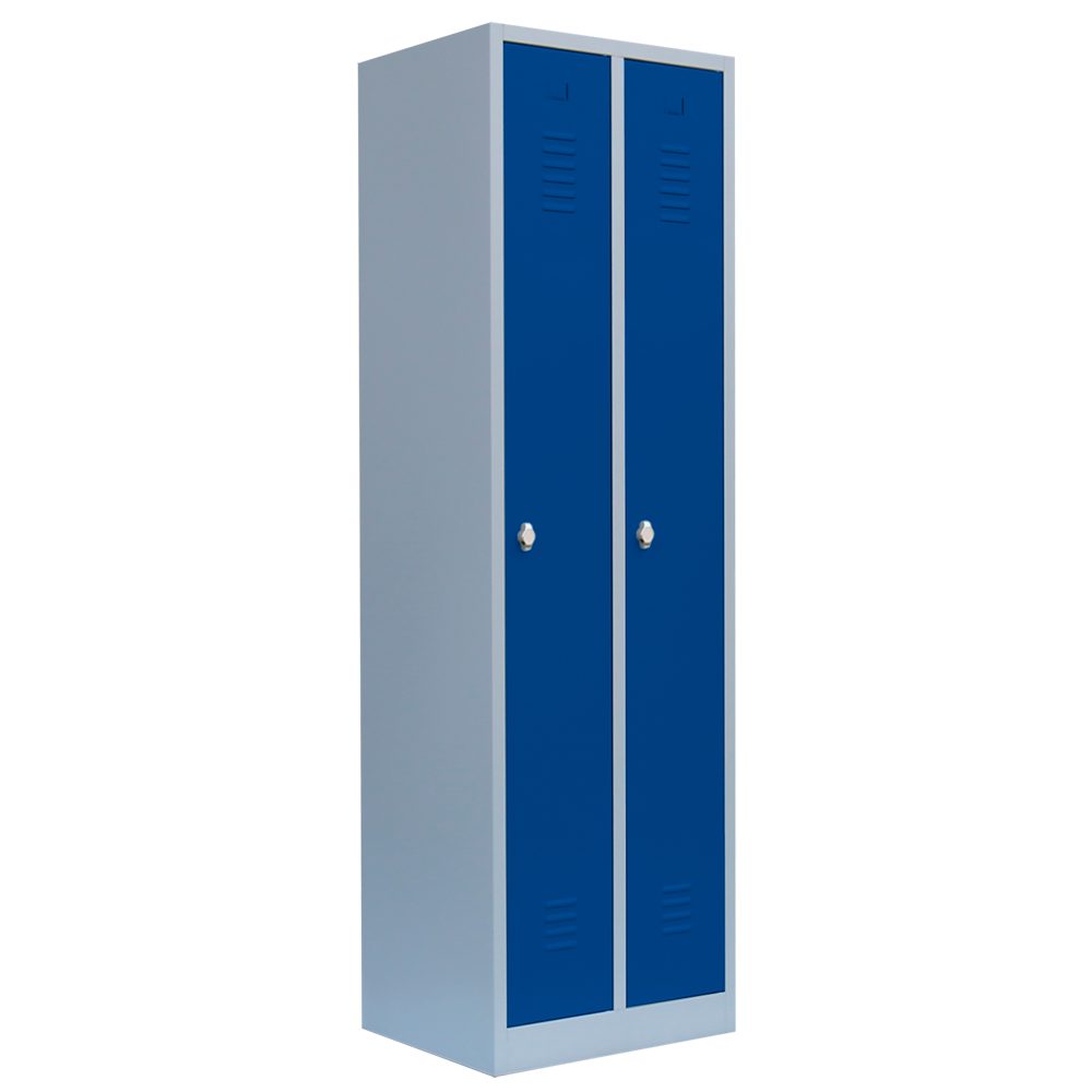 Steelboxx Spind Spind Kleiderspind 2 Abteile 180x 50x 50cm blau/grau (1-St) Komplett verschweißt und montiert