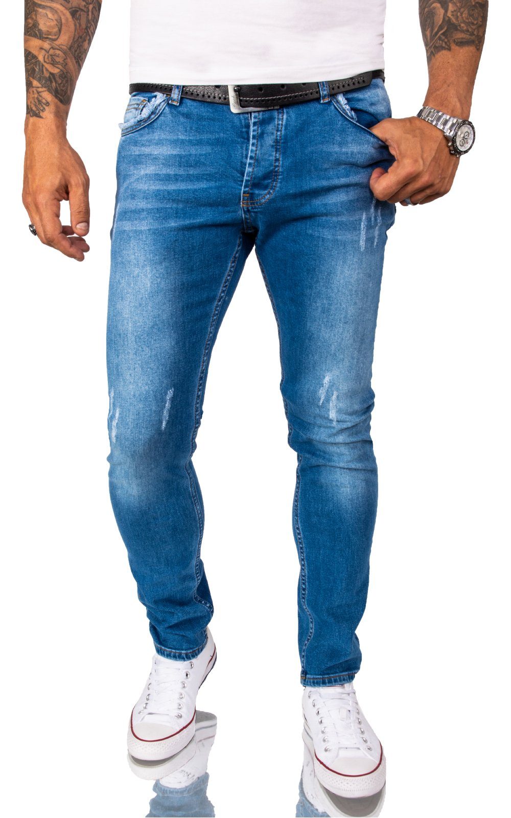Rock Creek Slim-fit-Jeans Herren Jeans Stonewashed günstig online kaufen