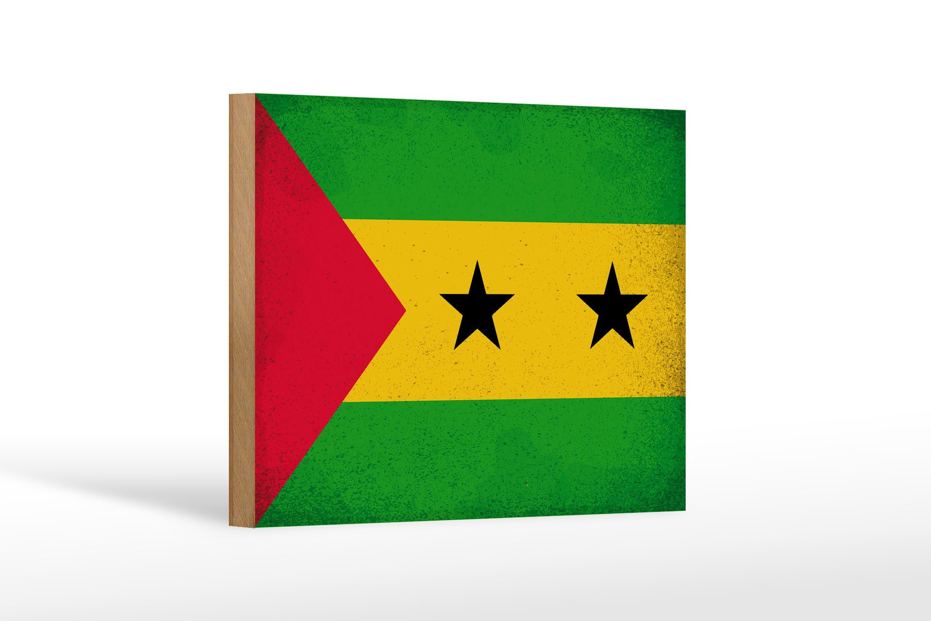 Femer GmbH Holzbild Flagge São Tomé und Príncipe 18x12 cm Vintage, Flaggen (1 St), Glatte Holzfaserplatte (MDF), vorn beschichtet