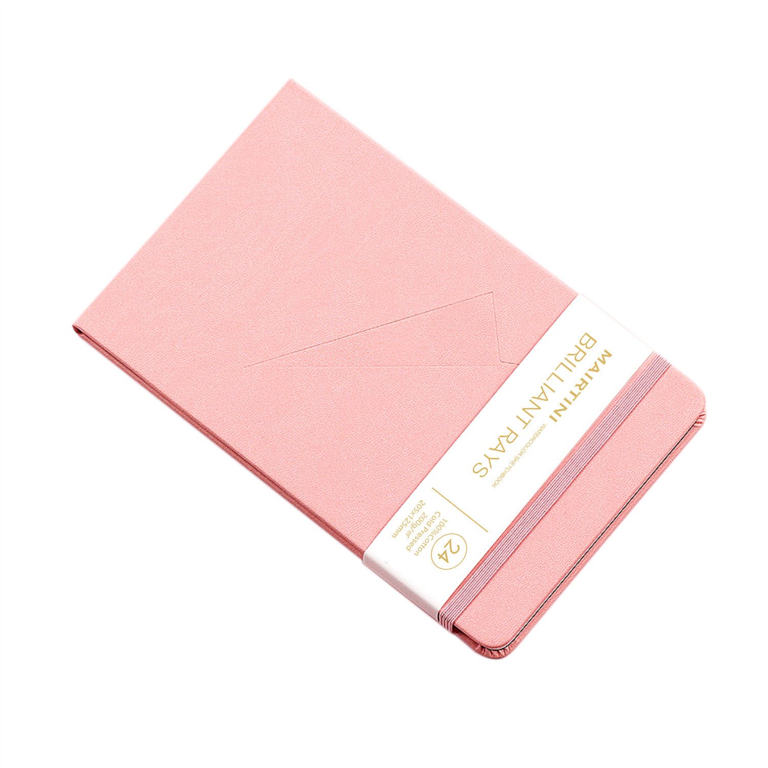 Mairtini Aquarellblock aus 100% Baumwolle - Format A5 oder A6 - in Orange/ Pink/ Grün/ Braun, 24 Blatt, 200g/m², kaltgepresst, ideal für Malen unterwegs