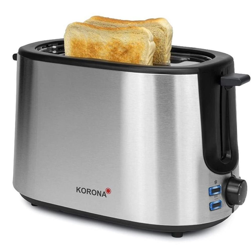 KORONA Toaster 21255, 2 kurze Schlitze, 1000,00 W, schwarz / silber, aus Edelstahl, Brötchenaufsatz, Krümelschublade