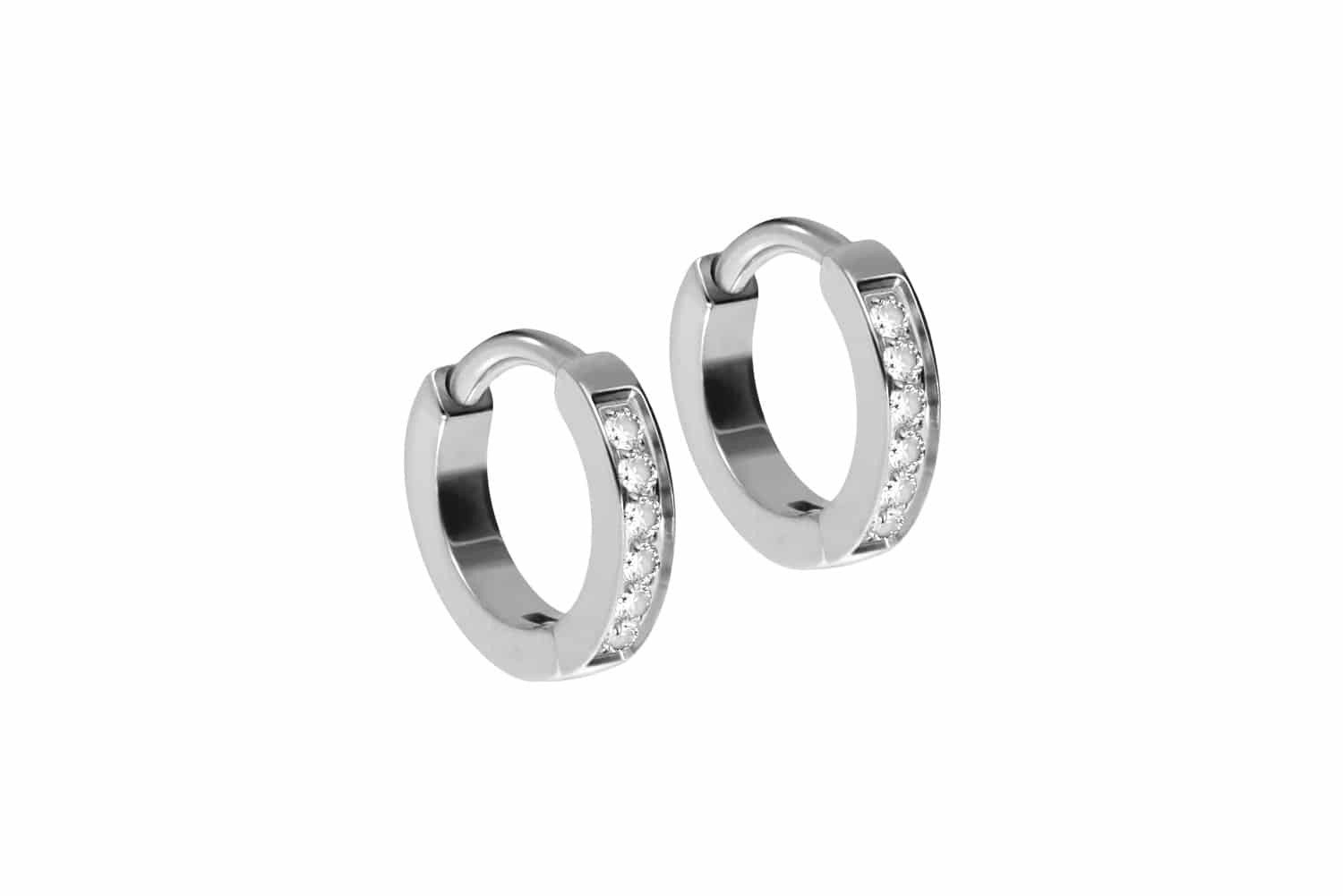 FILANGO Paar Creolen Titan Ohrclicker Creolen EINGEFASSTE KRISTALLE (Creolen, 1-tlg)