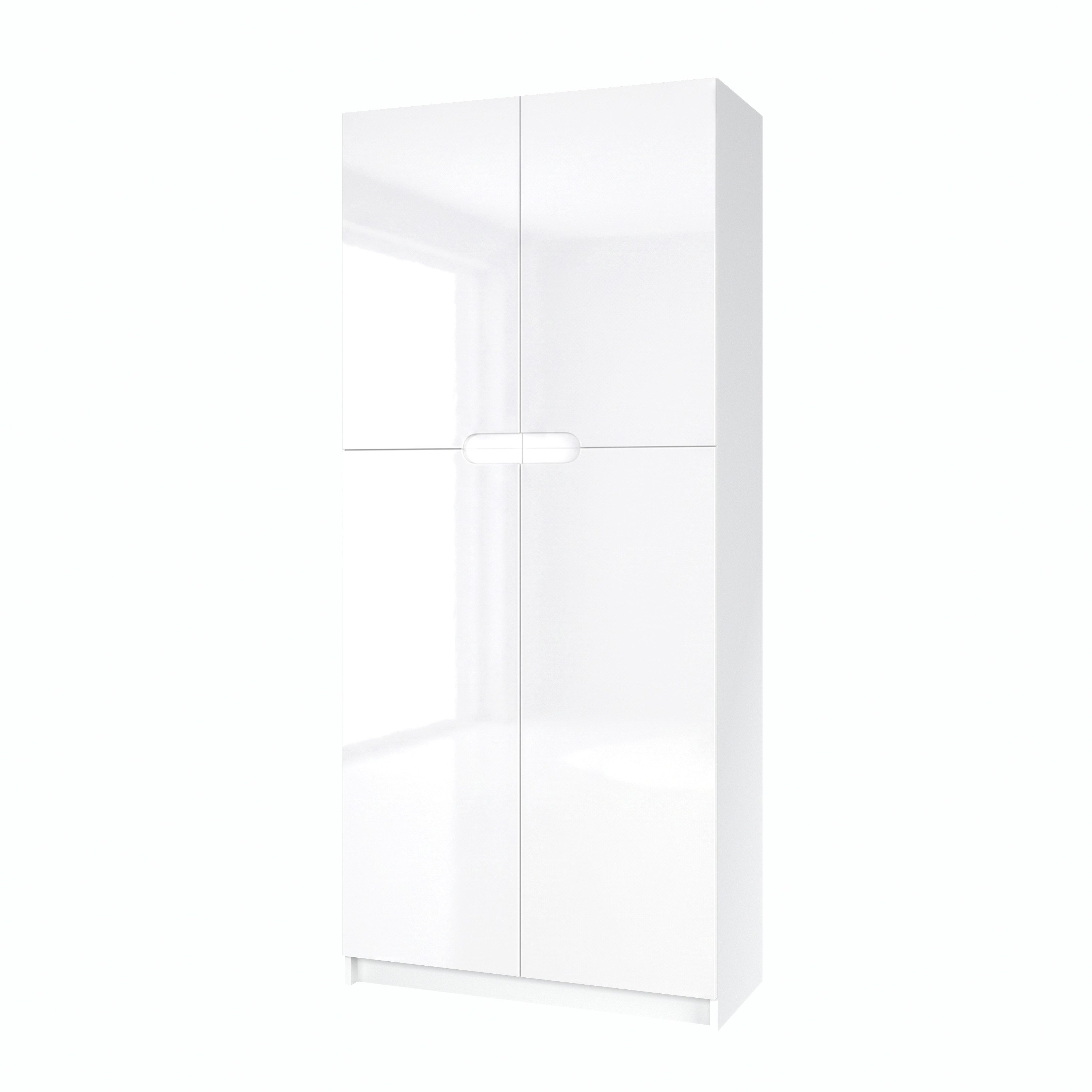 Vladon Aktenschrank Logan (Aktenschrank, mit 5 Fächern und 4 Türen) Weiß matt/Weiß Hochglanz (82 x 184 x 37 cm)