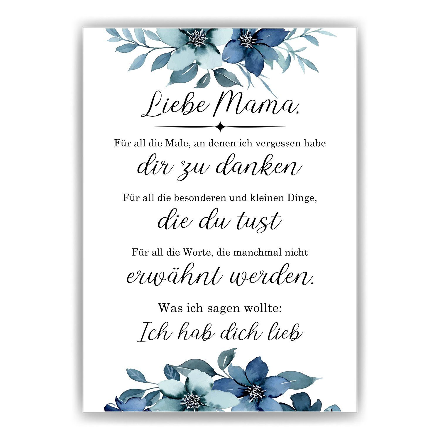 Tigerlino Poster Mama Danke Geschenk Muttertag Geburtstag Mama Spruch Mutte günstig online kaufen