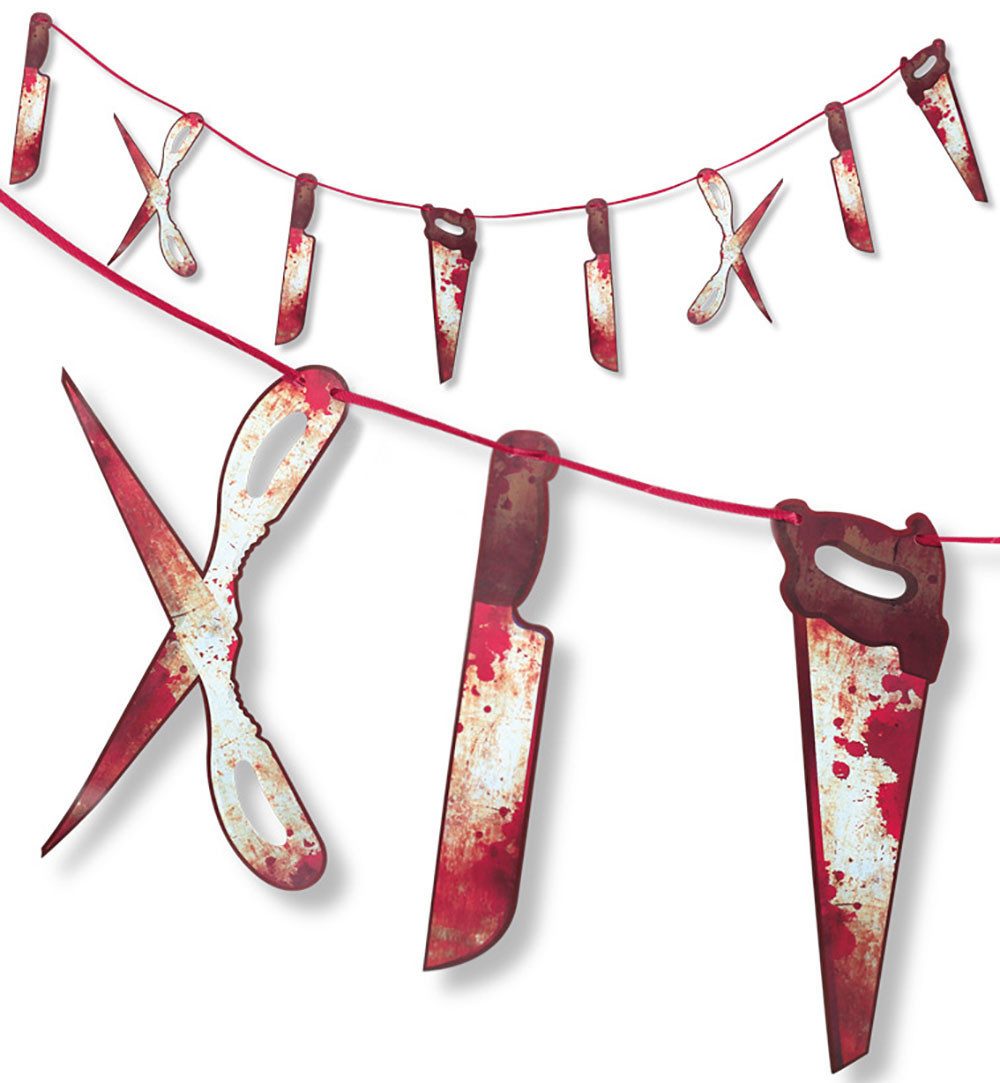 Fries Girlande 2 Meter Girlande sehr stabil Kunststoff Karneval Horror Halloween Blut