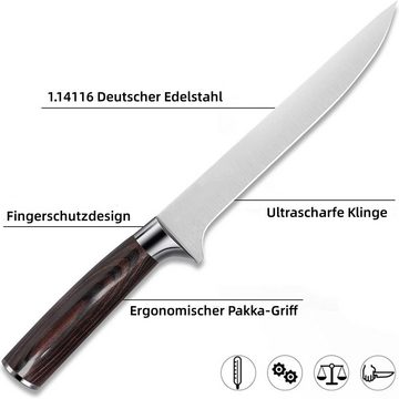 MDHAND Ausbeinmesser Edelstahl Fischfiliermesser für Fisch und Fleisch, 15CM