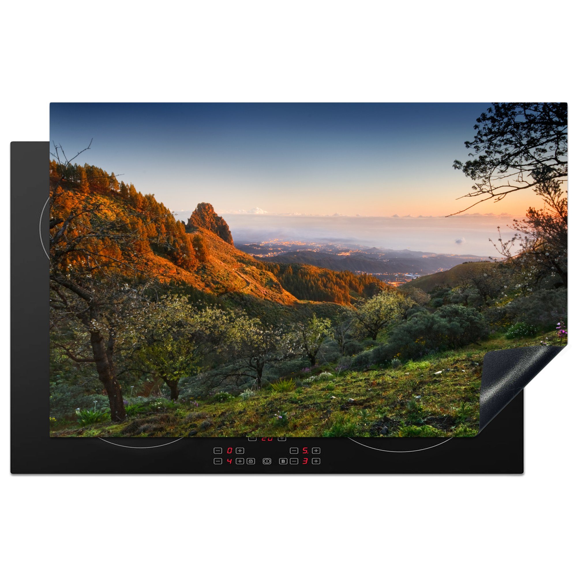 MuchoWow Herdblende-/Abdeckplatte Die Berglandschaft von Gran Canaria, Vinyl, (1 tlg), 81x52 cm, Induktionskochfeld Schutz für die küche, Ceranfeldabdeckung