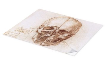 Posterlounge Wandfolie Leonardo da Vinci, Schädel, Malerei