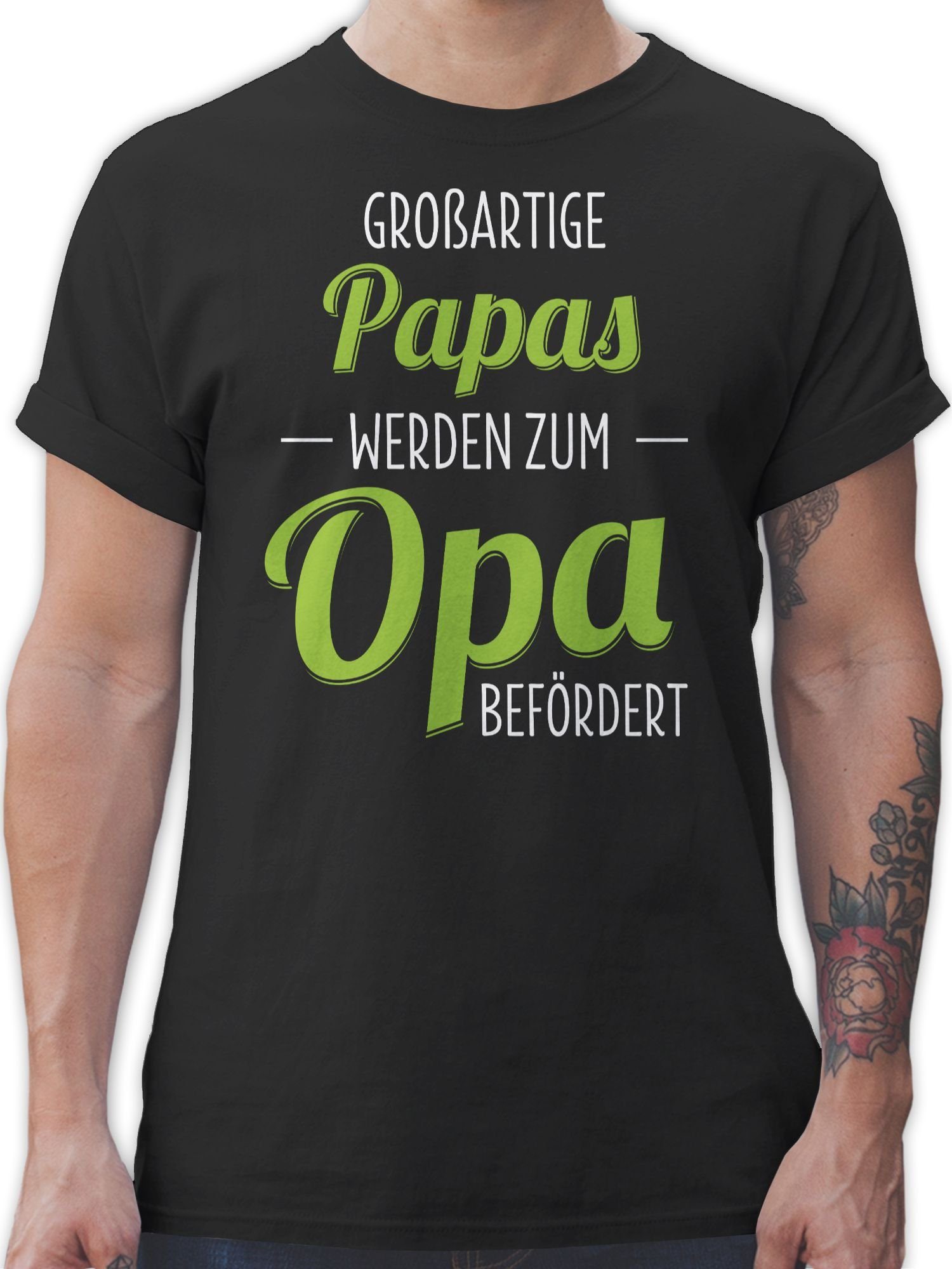 Shirtracer T-Shirt Großartige Papas werden zum Opa befördert Opa Geschenke 1 Schwarz
