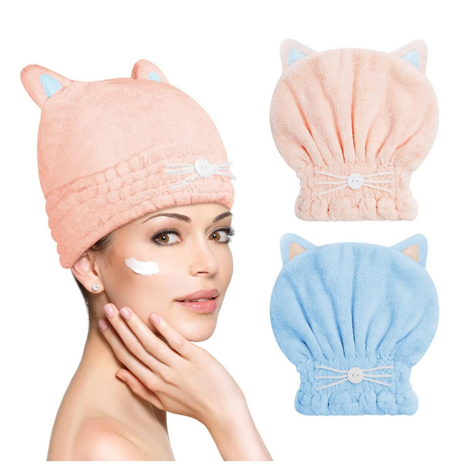 LuxusKollektion Turban-Handtuch Haarturban Duschhaube Mikrofaser 2Stk, (2-St)