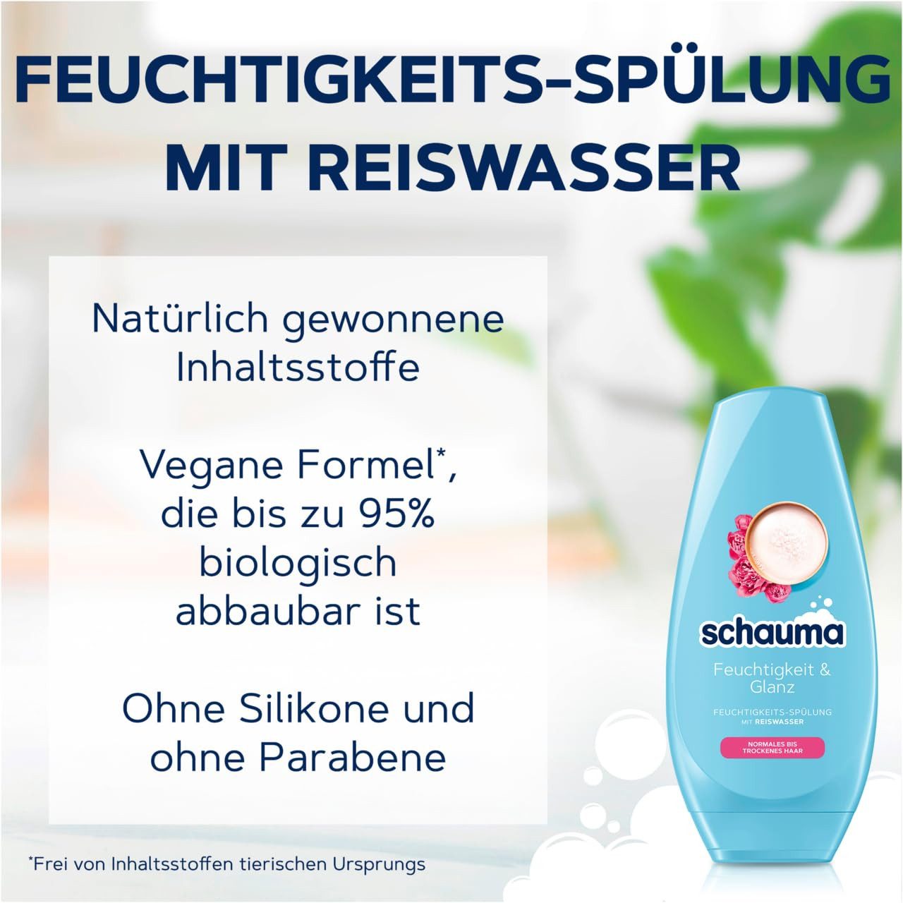 Schauma Haarspülung 3x Schauma Feuchtigkeits-Spülung Feuchtigkeit & Glanz 250 ml, 3-tlg., Spülung mit Reiswasser für normales bis trockenes Haar