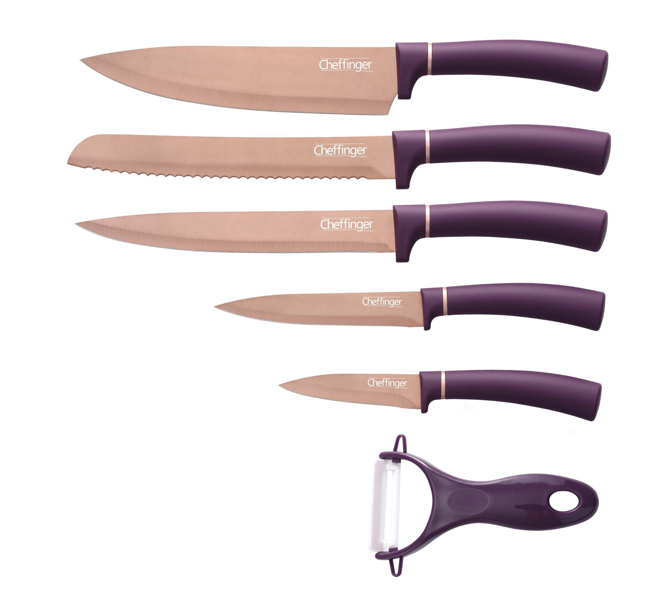 Cheffinger Messer-Set 6 Messer (6-tlg) Edel Brotmesser Messerset Fleischmesser tlg