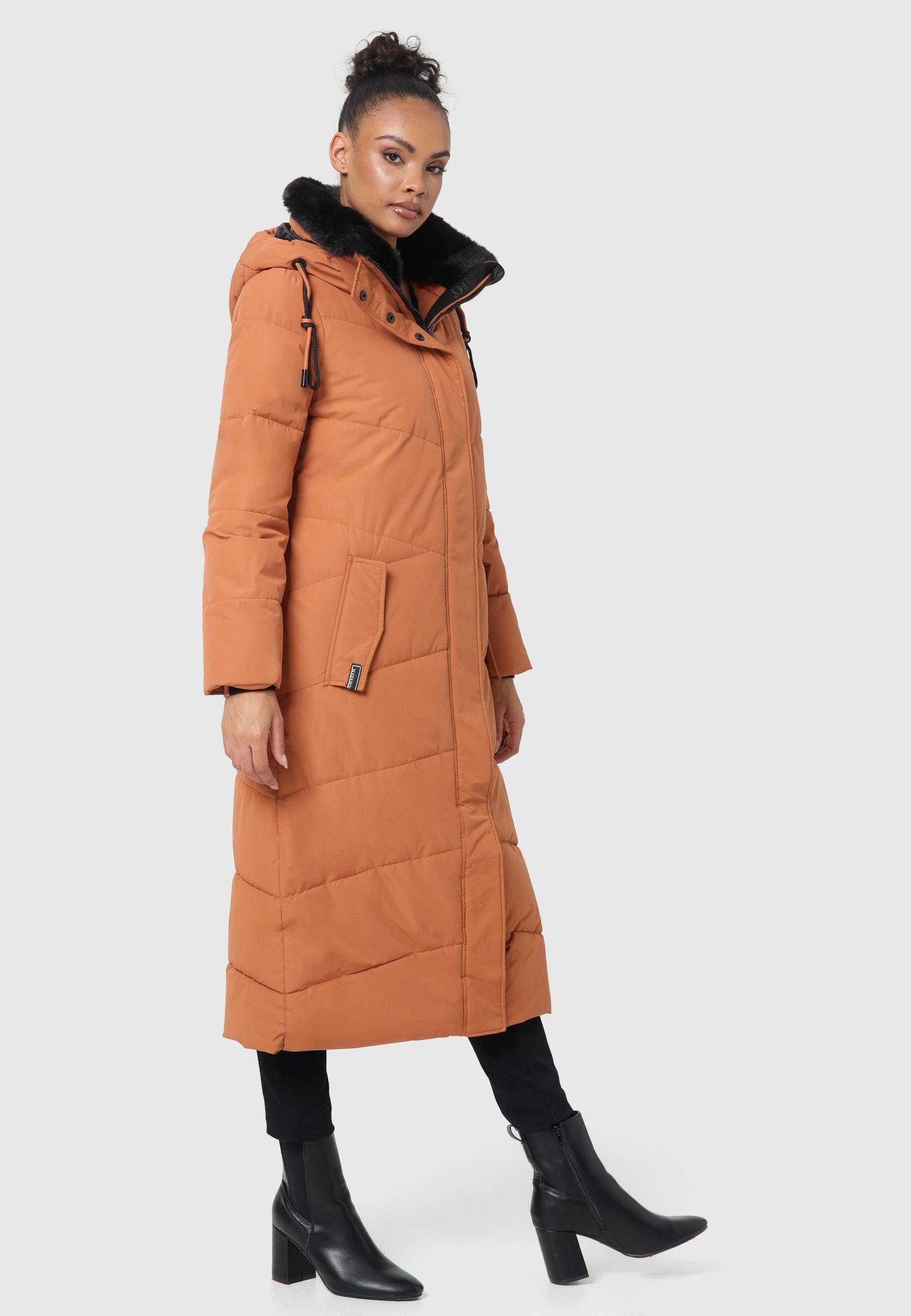 Navahoo Steppmantel Hingucker XIV Damen Wintermantel mit abnehmbaren Kunstfellkragen