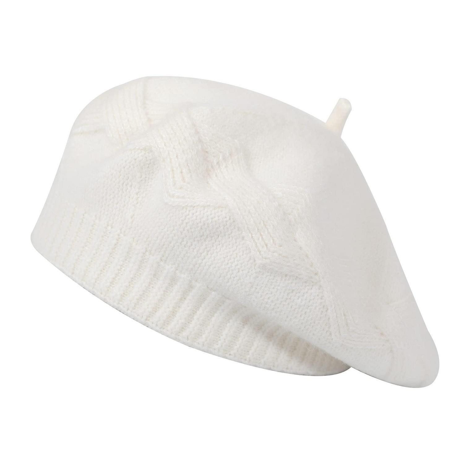 LuxusKollektion Baskenmütze Damen Baskenmütze Weiß (1-St)
