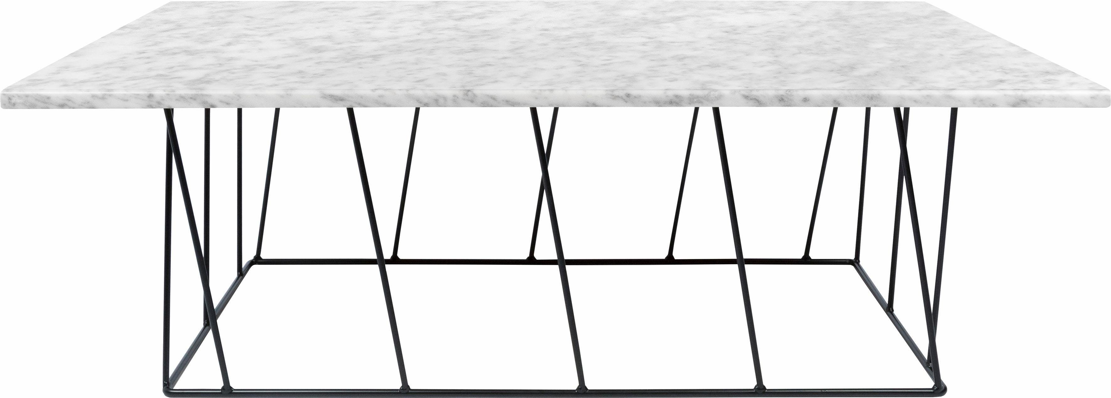 TemaHome Couchtisch Helix, aus einer schönen Marmor Tischplatte und einem schwarzen Metallgestell Weiße Marmorplatte