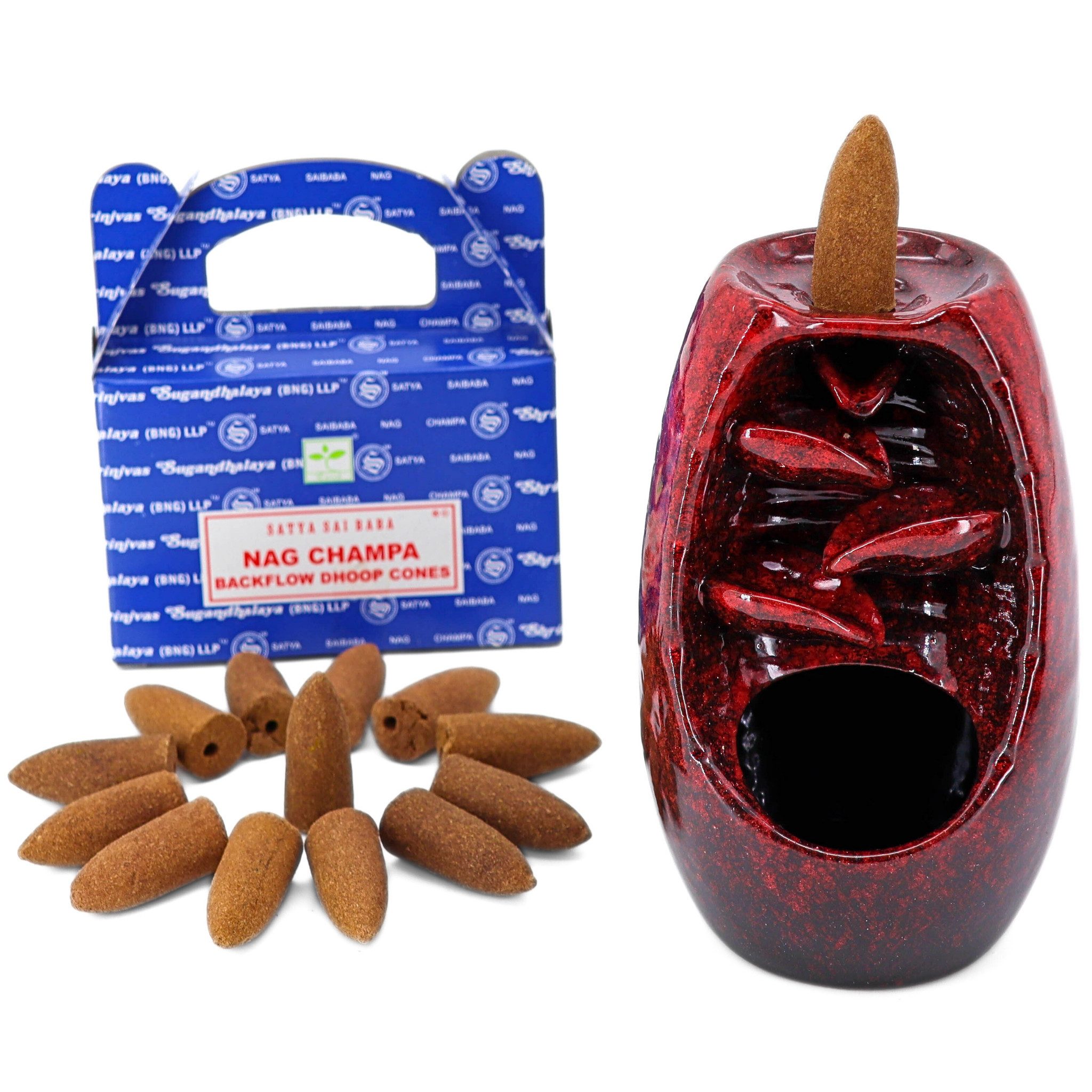LAVISA Ароматические конусы Rückfluss Ароматические конусыhalter Wasserfall, Weihrauchbrenner mit Kegel, Räuchergefäß Weihrauchbrenner Räuchergefäß Satya Nag Rückflusskegel