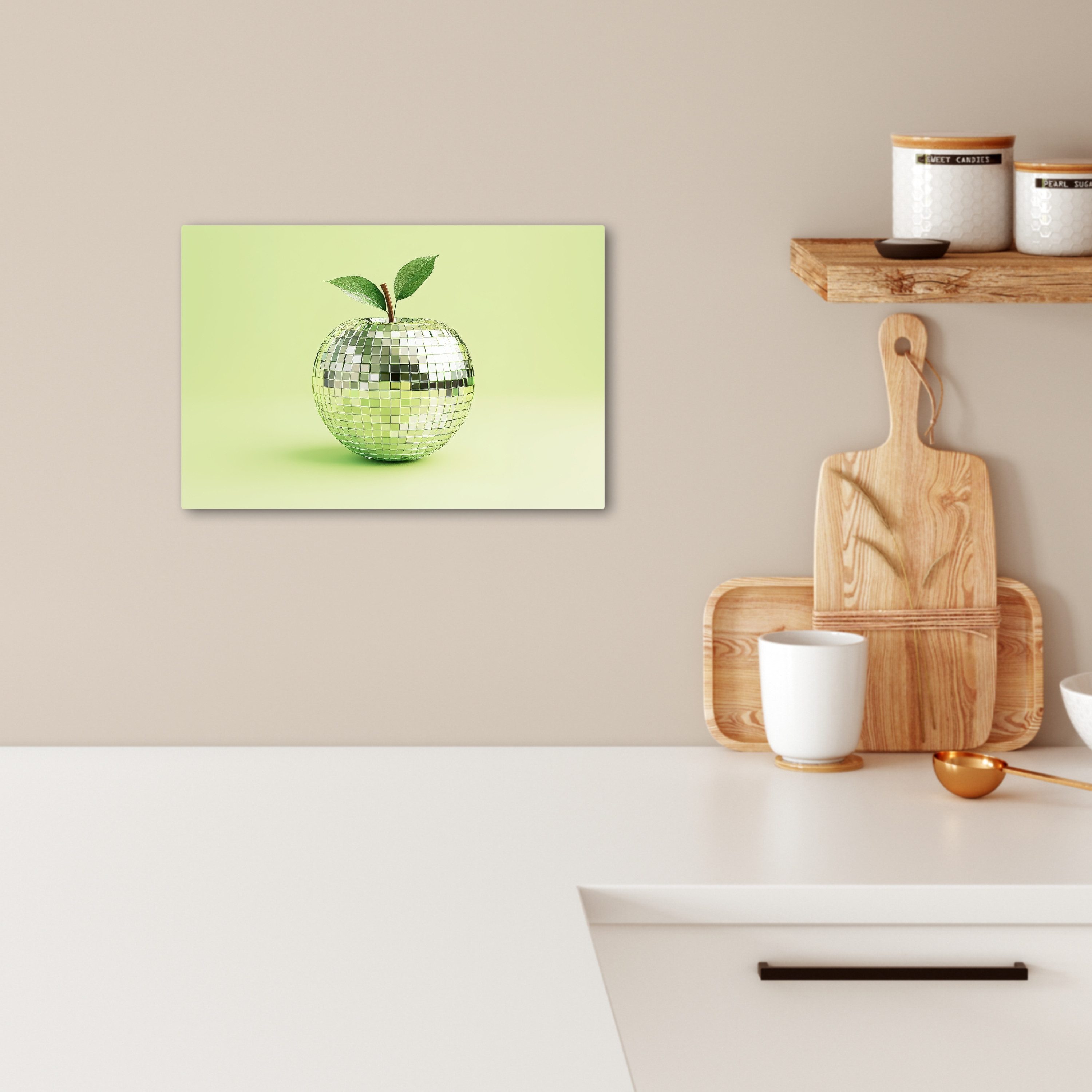 OneMillionCanvasses® Leinwandbild Grün - Disco - Dekoration - Apfel, Fotodr günstig online kaufen