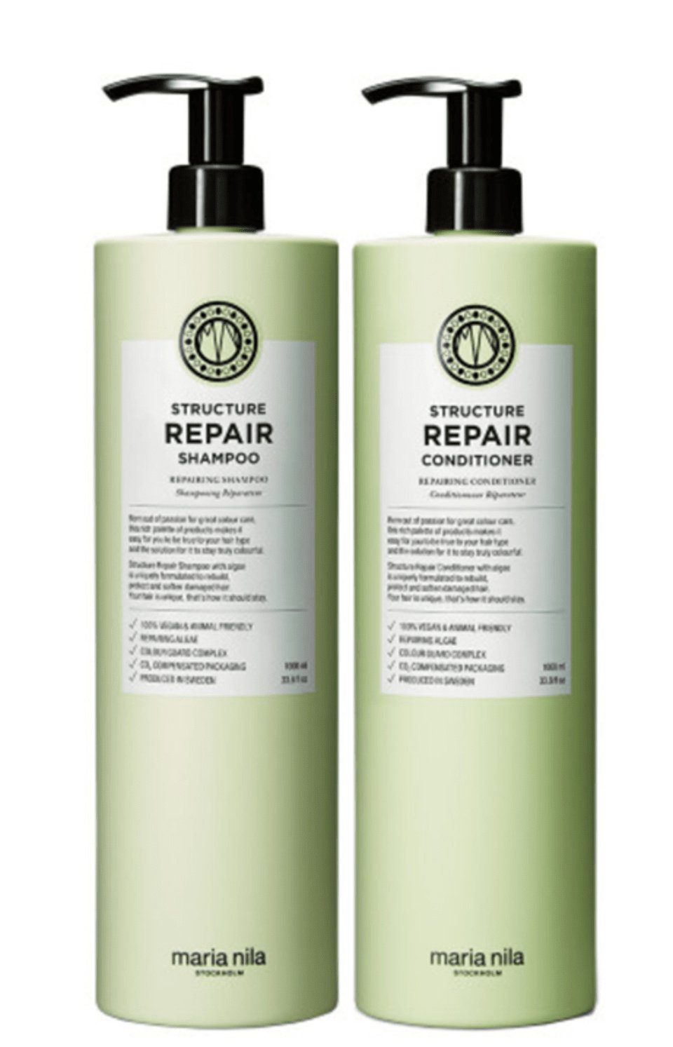 Maria Nila Haarpflege-Set Structure Repair XL, Set, 1-tlg., Shampoo 1000 ml + Conditioner 1000 ml, für geschädigtes, trockenes und chemisch behandelstes Haar