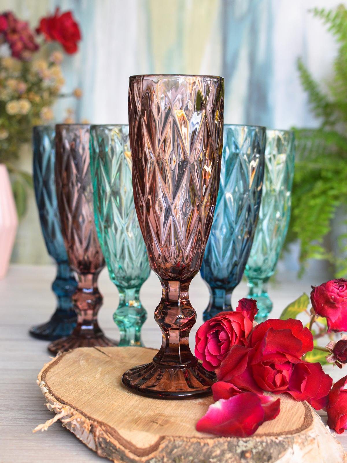 Sendez Sektglas 6 bunte Sektgläser 150ml Champagner Sektkelche Sektglas Proseccogläser, Glas