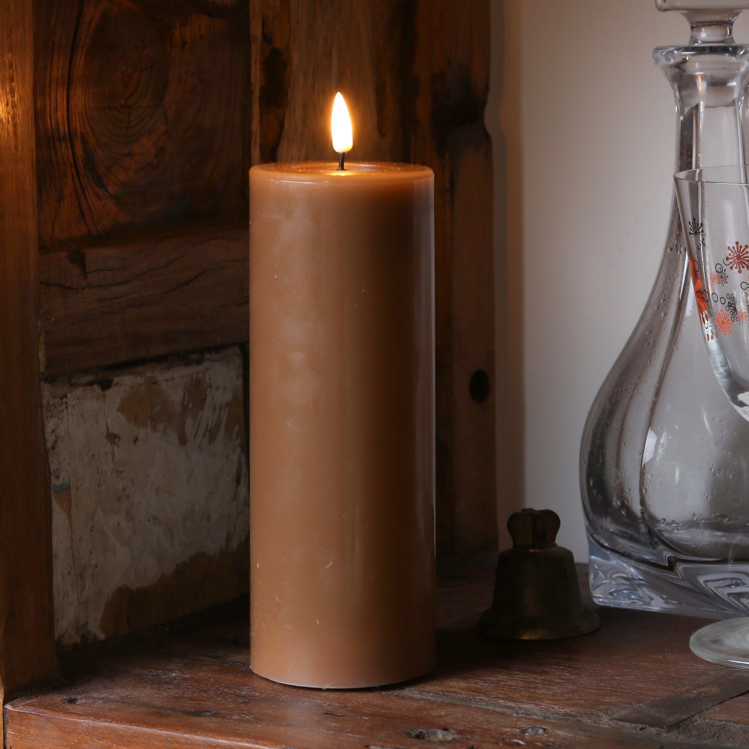 Deluxe Homeart LED-Kerze Mia Echtwachs Deluxe Wachsspiegel flackernd H: 20c günstig online kaufen