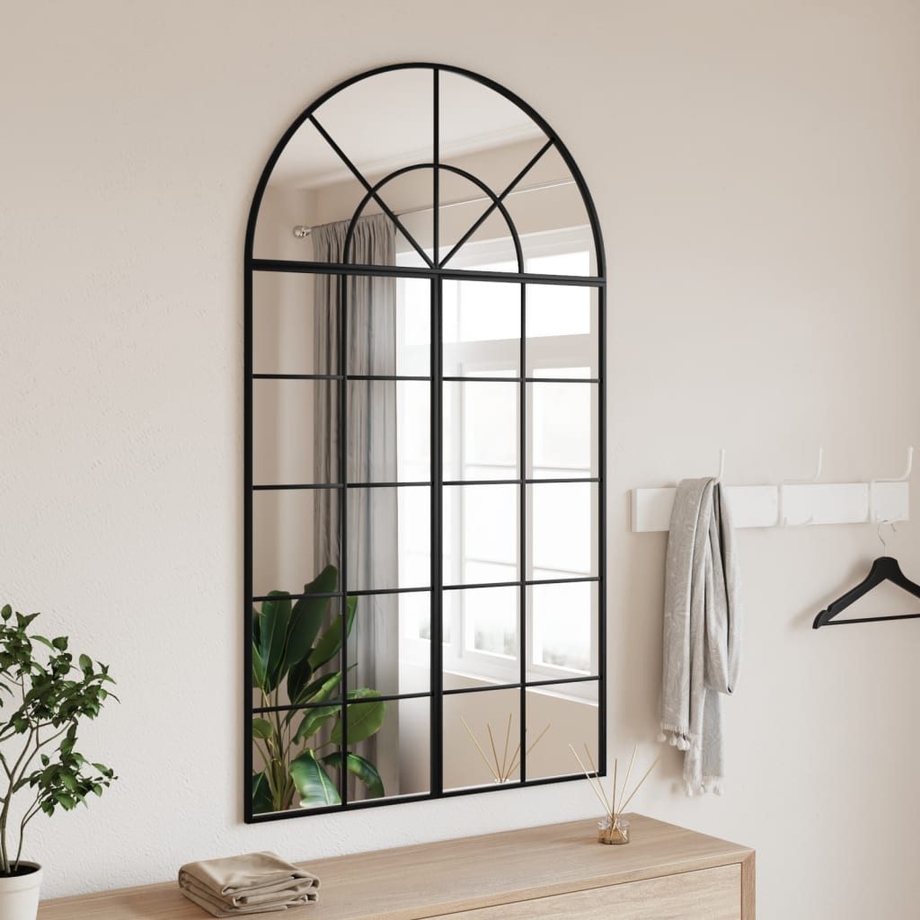 vidaXL Spiegel Wandspiegel Schwarz 80x140 cm Gewölbt Eisen (1-St)