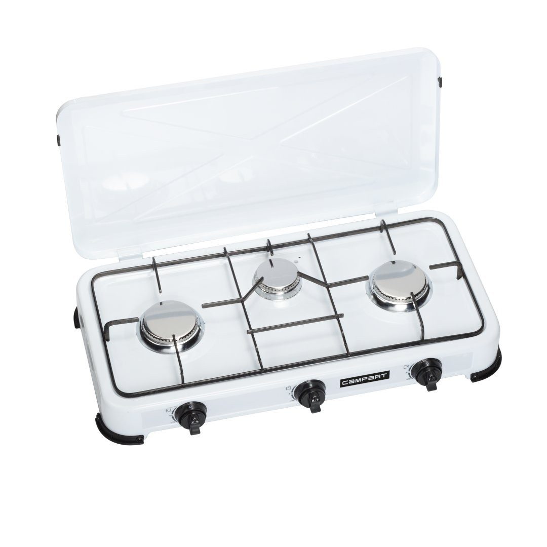 Campart Gaskocher FireFriend KO-6383 Gas-Campingkocher – 3 Brenner – 2 x 1500 Watt und 1, 3 Brenner - Totale Leistung: 4 kW