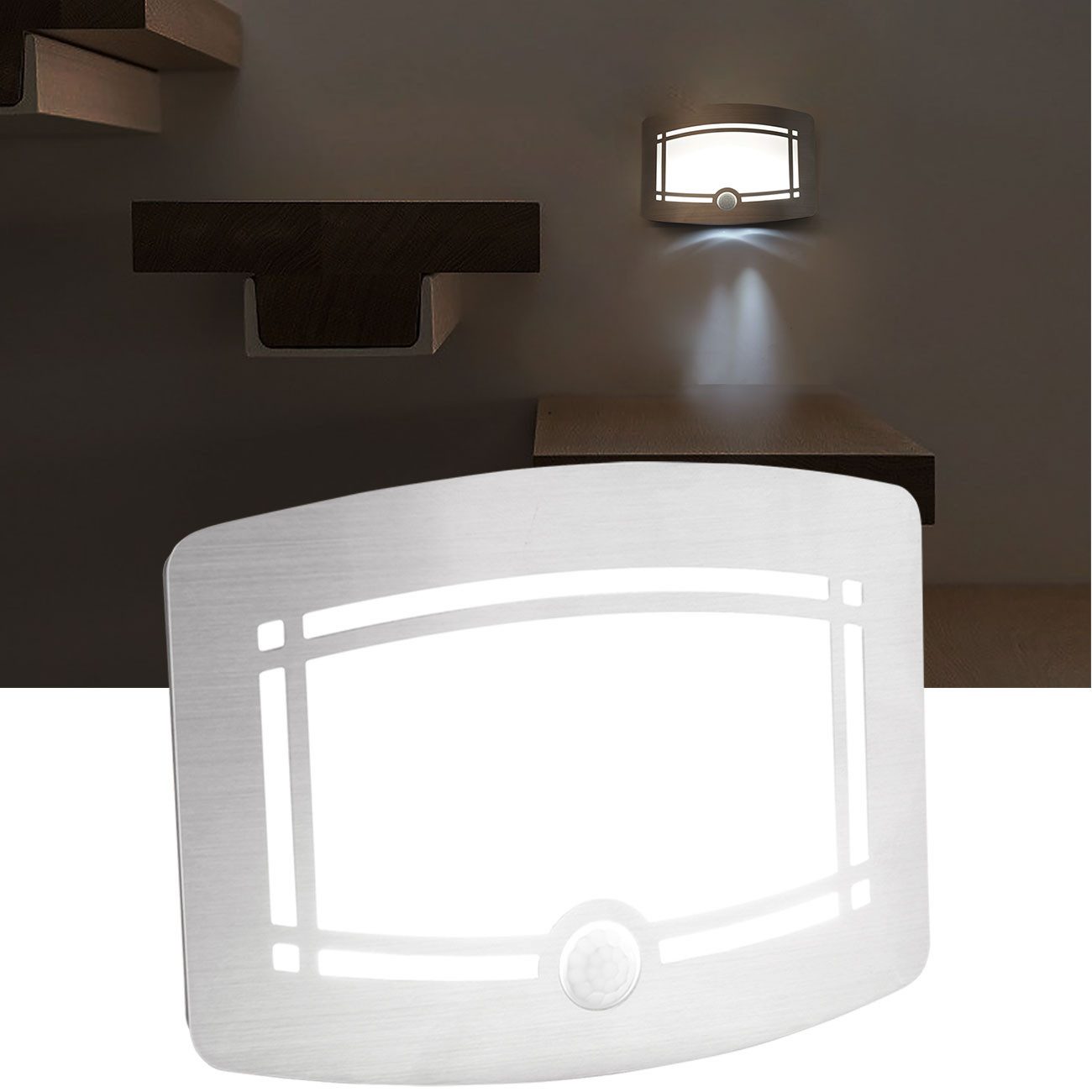 Casativo LED Wandleuchte Helle Batterie-LED-Wandleuchte 40lm Sensorleuchte Reichweite 3m, (12 LEDs, 0,9 Watt, 4000K), LED fest integriert, PIR-Bewegungssensor/Lichtsensor/15x11x4 cm/Erfassungswinkel 100°