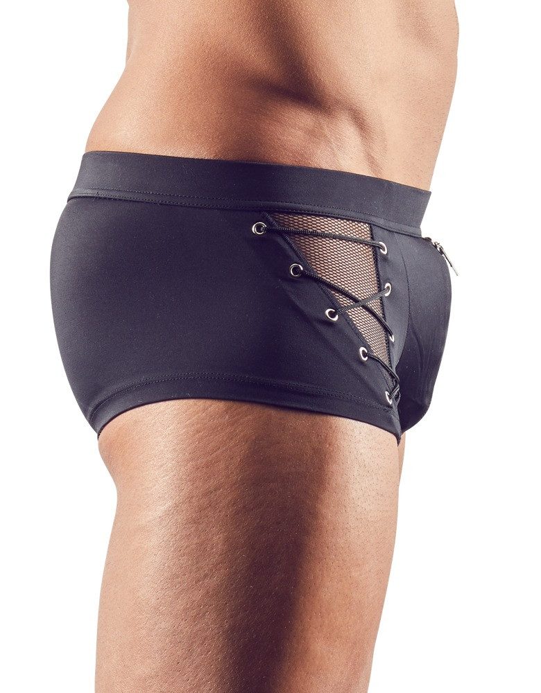 Svenjoyment Boxershorts Boxershorts mit Reißverschluss und transparentem Netz - schwarz (1-St) mit transparentem Netz
