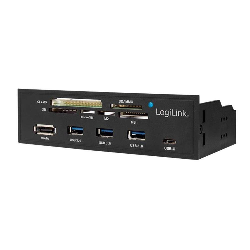 LogiLink UA0341 Multifunktions-Panel Adapter, USB HUB 3.0, schwarz, 5,25",  6-fach Kartenleser, eSATA