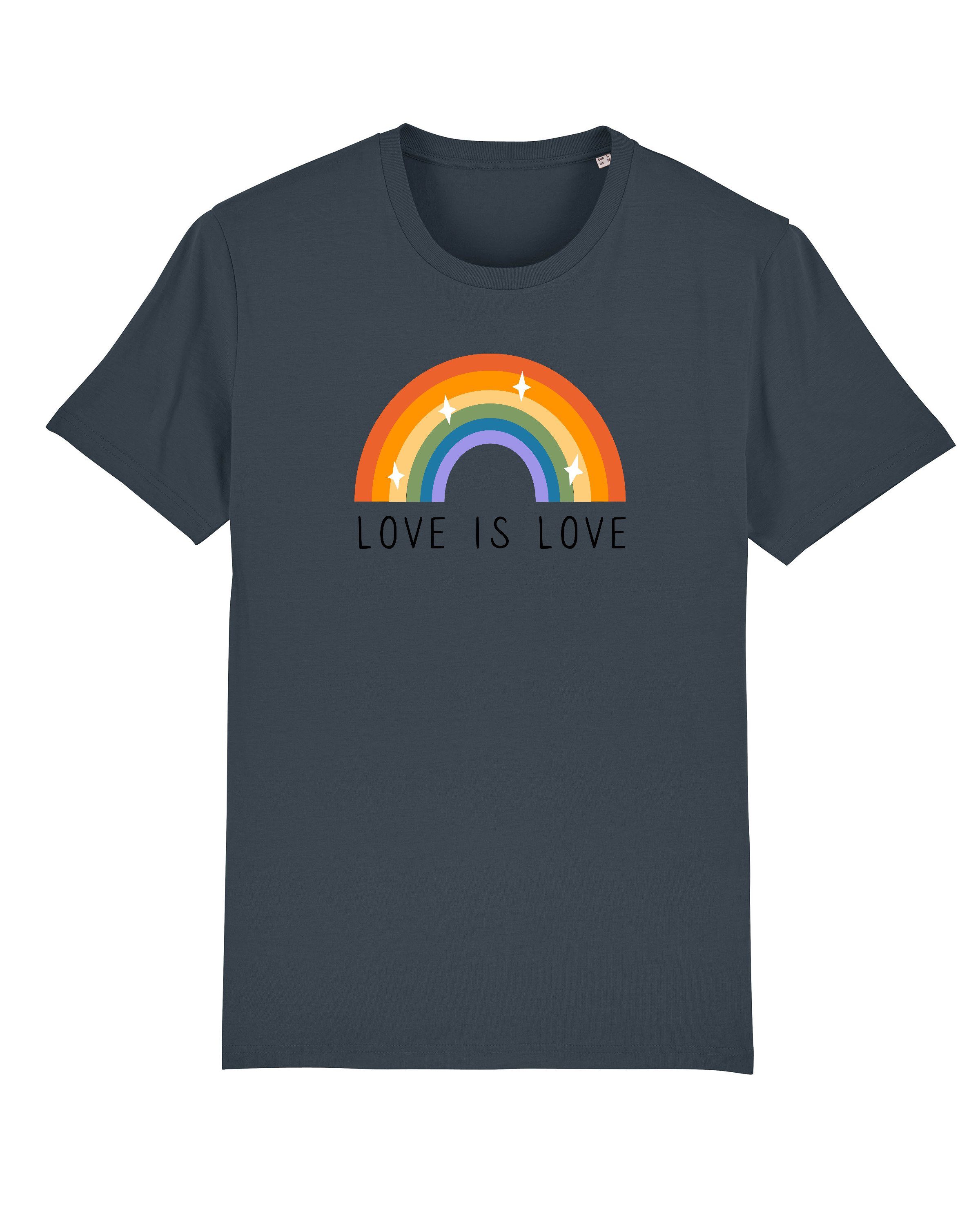 wat? Apparel Print-Shirt Love is Love (1-tlg) dunkelblaugrau