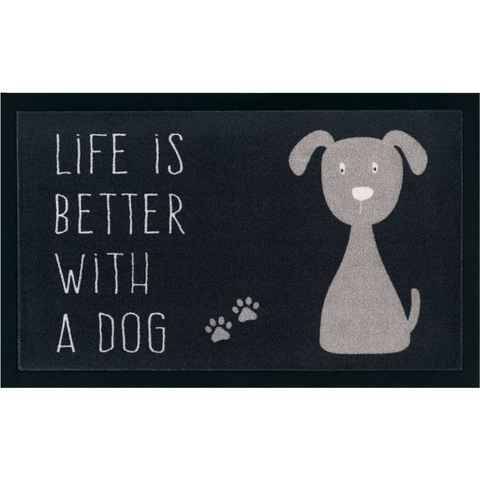 Fußmatte Hund, my home, rechteckig, Höhe: 5 mm, Rutschfest, Tiermotiv, Dog, mit Spruch, Robust, Pflegeleicht