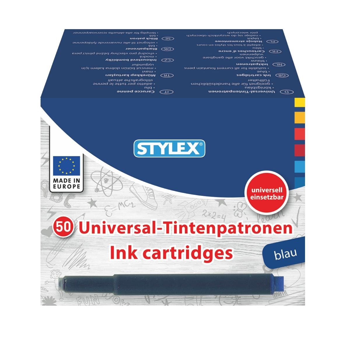 Stylex Schreibwaren 50 Universal-Füllerpatronen / Tintenpatronen / königsblau Tintenpatrone