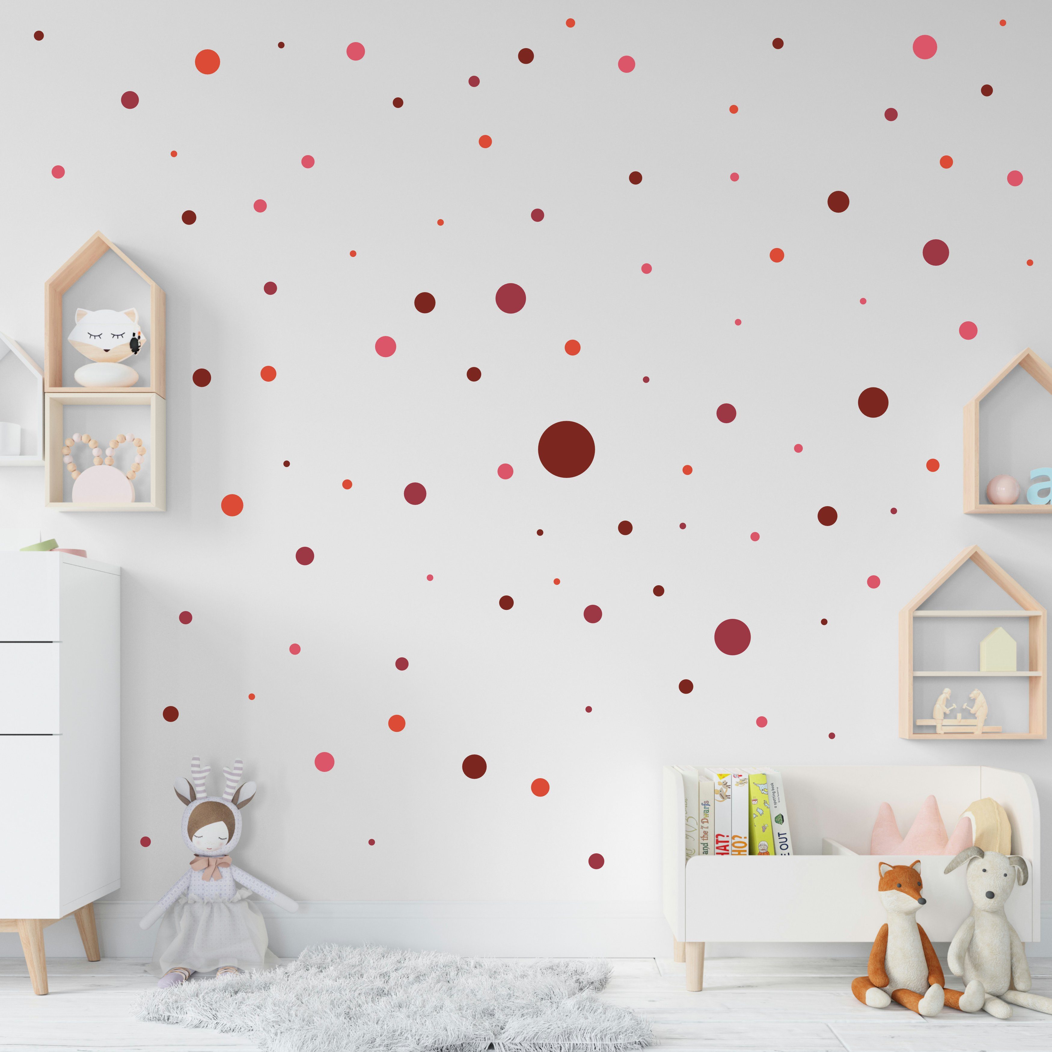 PUNALU Wandtattoo Kreis Set 176 Stück Wandtattoo Babyzimmer Kinderzimmer Kreisaufkleber, selbstklebend, rückstandslos abziehbar