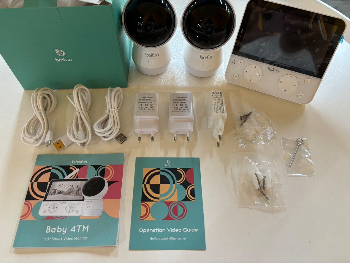 TWUFY Babyphone Babyphone mit Kamera und Nachtsicht 5,5-Zoll-WLAN-Video-Babyfon, PTZ 355°, Automatische Verfolgung, Schreierkennung, Temperatur, Babyphone mit 2 Kamera und App 2K/3MP WiFi Video Babyphone, 2,4G- und 5G-WLAN + Bluetooth 5.0 IR/RBG Nachtsicht
