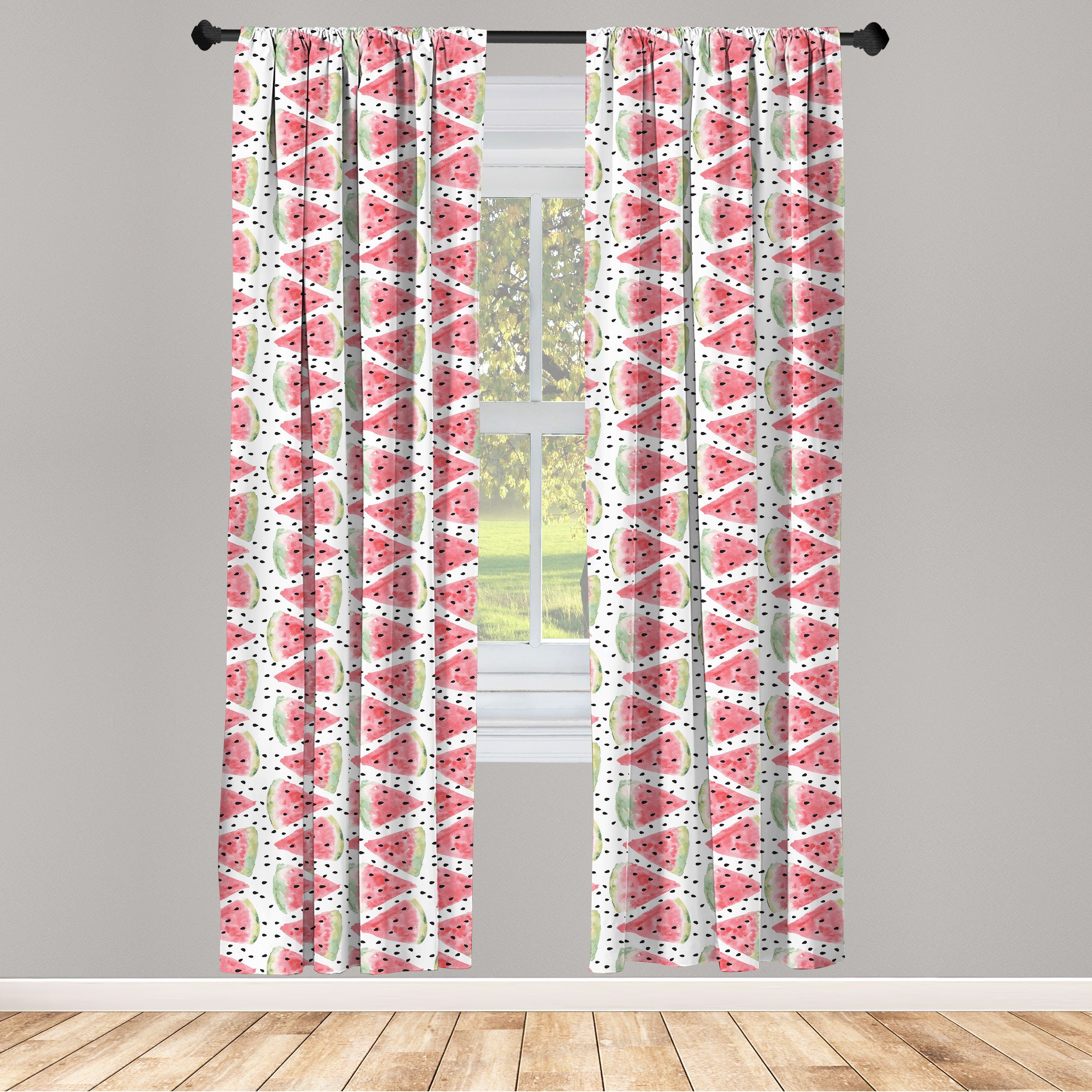Gardine Vorhang für Wohnzimmer Schlafzimmer Dekor, Abakuhaus, Microfaser, Aquarell Stücke von Wassermelone