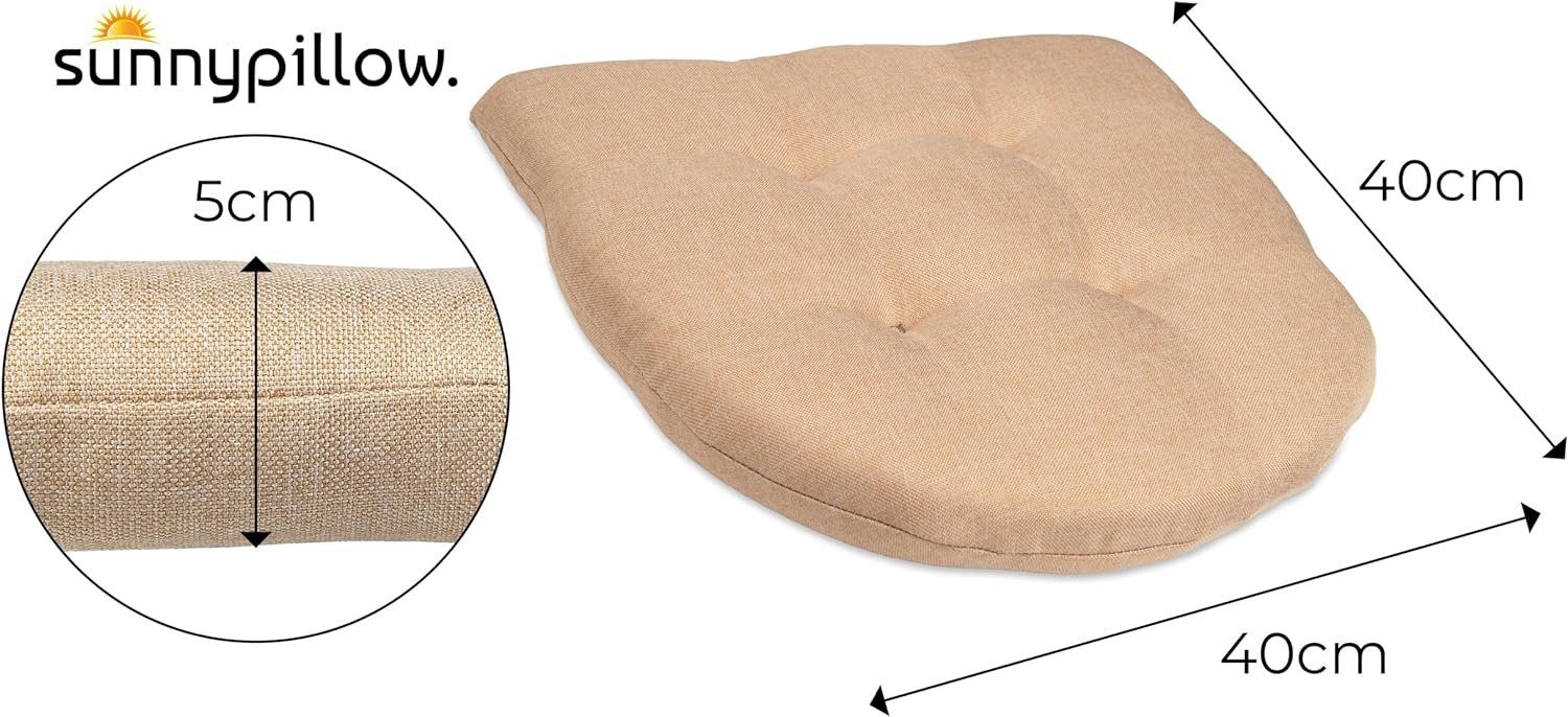 sunnypillow Stuhlkissen 4er Beige in Garten 5cm, für Stühle, Gartenkissen Haus Sitzkissen 40x40 und dick Esszimmerstuhl Auflage Set Bänke Sitzauflage Stuhlauflage