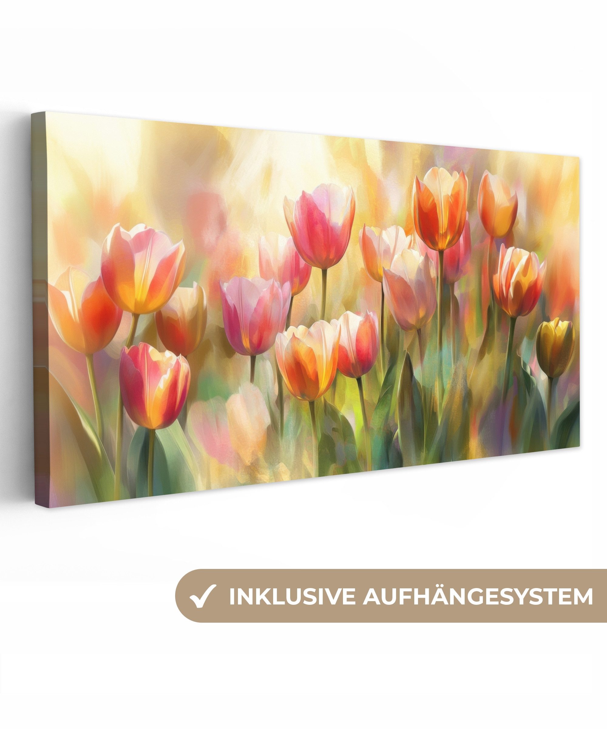 OneMillionCanvasses® Leinwandbild Panorama Tulpen - Märchenhaft günstig online kaufen